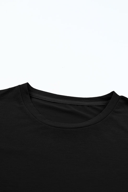 Soft Stretch Solid Crew Neck Rolled Cuff Relaxed Tee